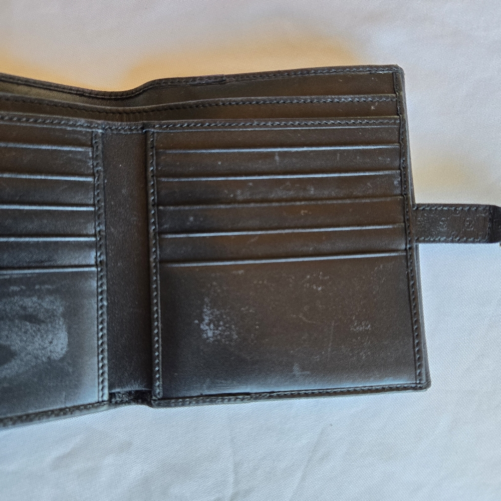 Vintage GUCCI Jackie Bi Fold Wallet Leather Metal Square Buckle Gold Hardware - Picture 8 of 14